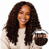 #4 Brown Burmese Curly Crochet Human Hair Pre Separated Miracle Knot Braiding Hair Human Hair For Knotless Boho Braids