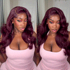 Black Cherry Color Body Wave Human Hair Wigs 13x6 Full Lace Frontal Pre-Everything Glueless Wigs