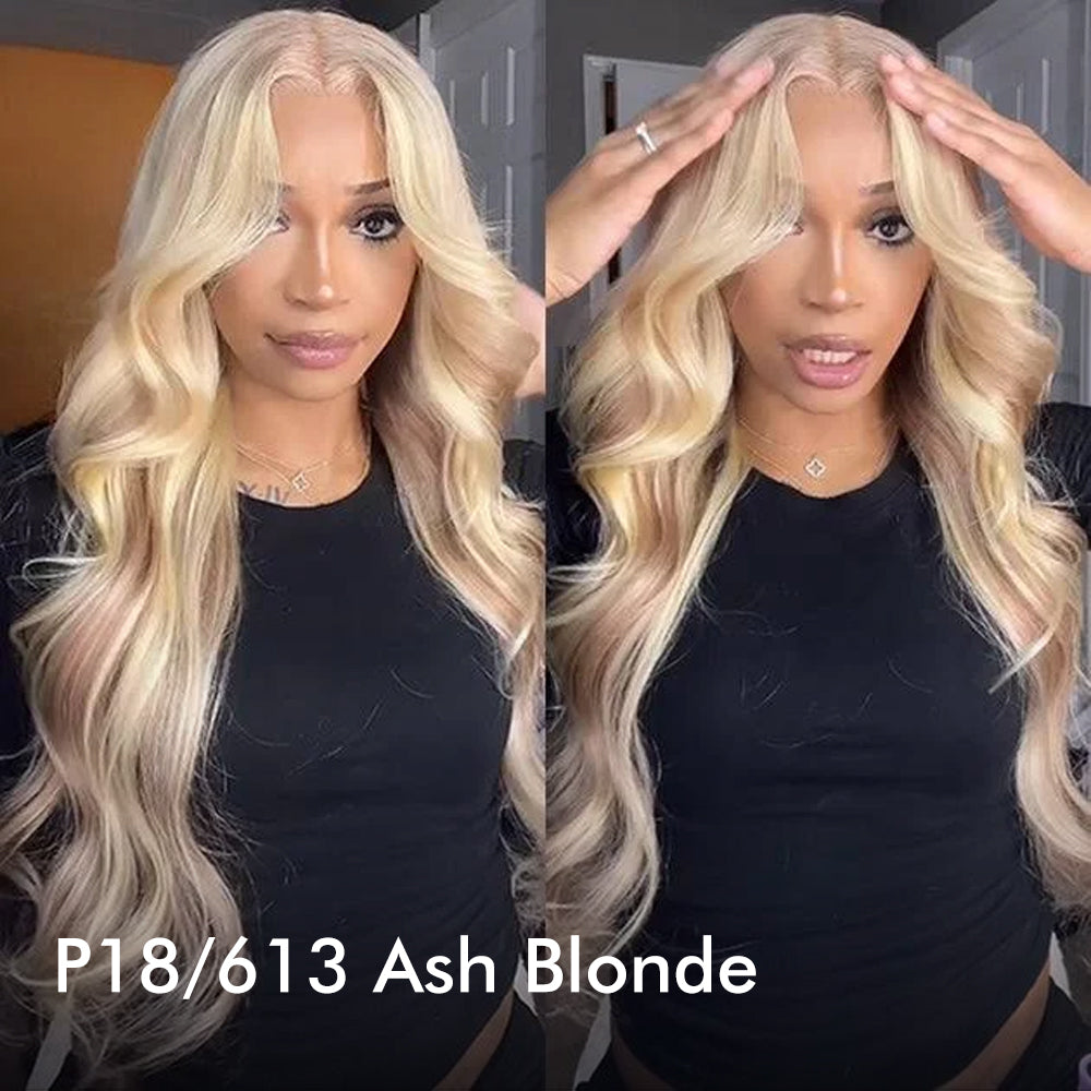 Curtain Bangs 613 Color Glueless HD Lace Wig Blonde Body Wave Human Hair Wigs
