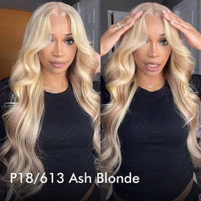 Curtain Bangs 613 Color Glueless HD Lace Wig Blonde Body Wave Human Hair Wigs