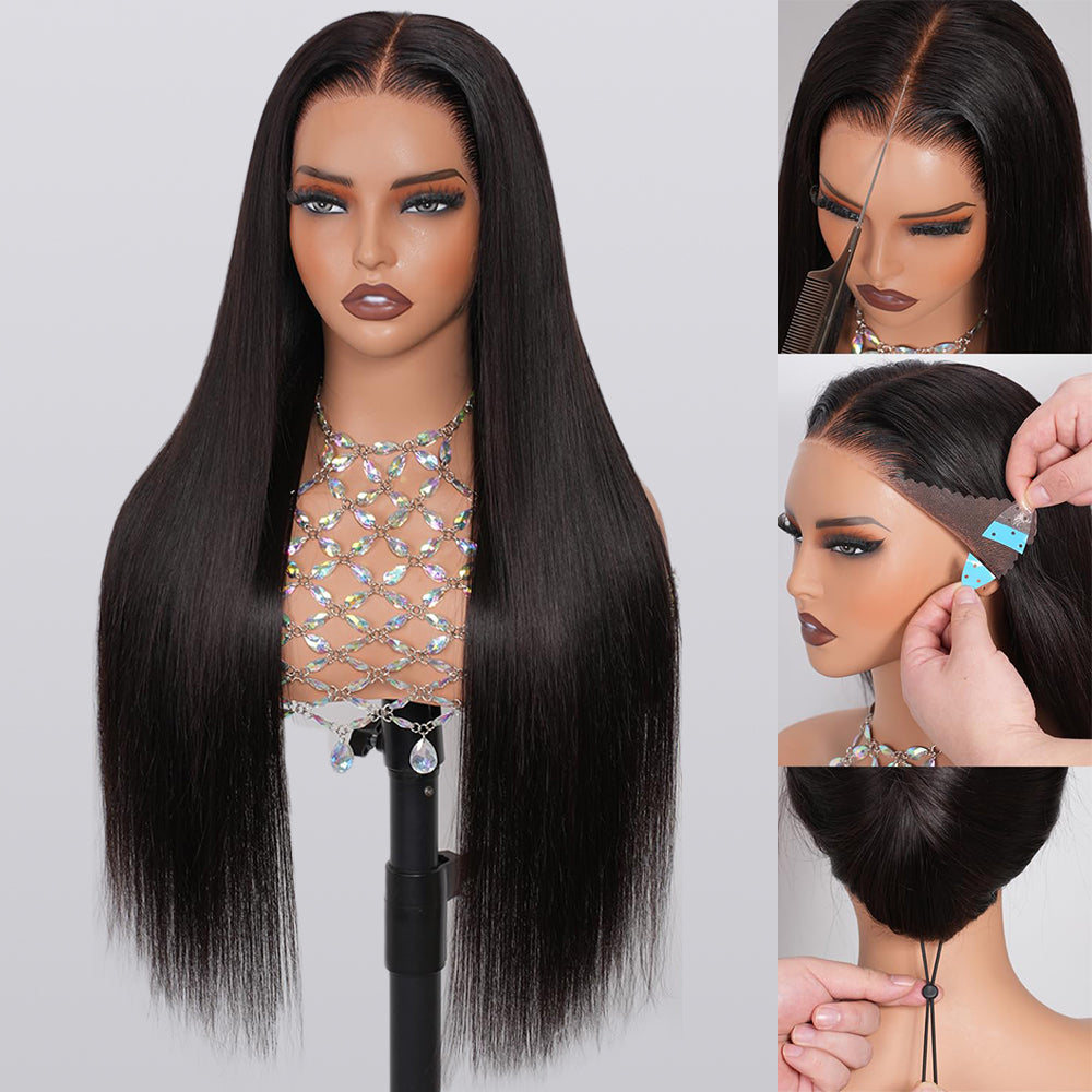 Pull Go 13x6 Straight Glueless Full Frontal Hd Lace Wig Pre-everything Human Hair Wig