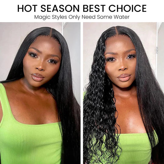 Wet and Wavy 2-in-1 Straight to Water Wave 13x6 Full HD Lace Frontal Glueless 100% Human Hair Wigs Pre Everything