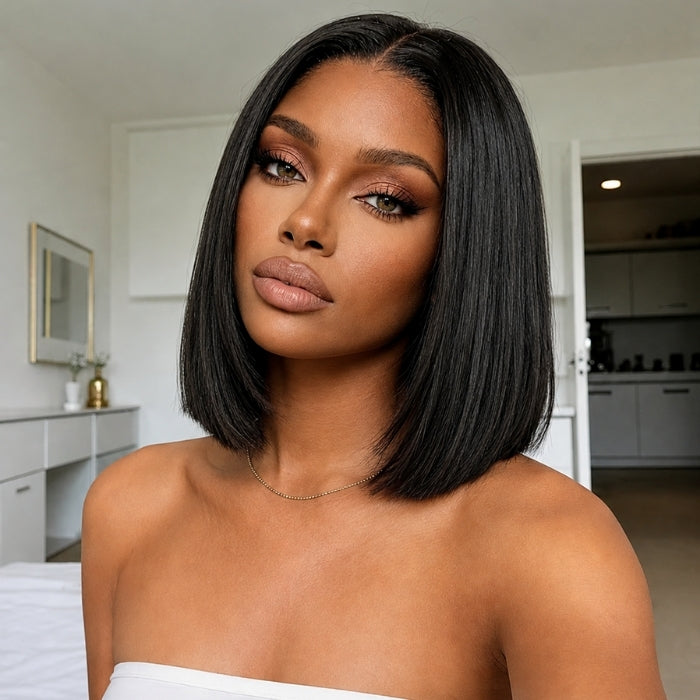 2 Wigs Set |  220% Density 5x5 HD Lace Yaki Straight Bob Wig & #33B Curly Wig Flash Sale