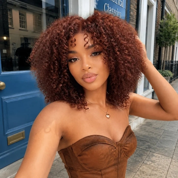 2 Wigs Set |  220% Density 5x5 HD Lace Yaki Straight Bob Wig & #33B Curly Wig Flash Sale