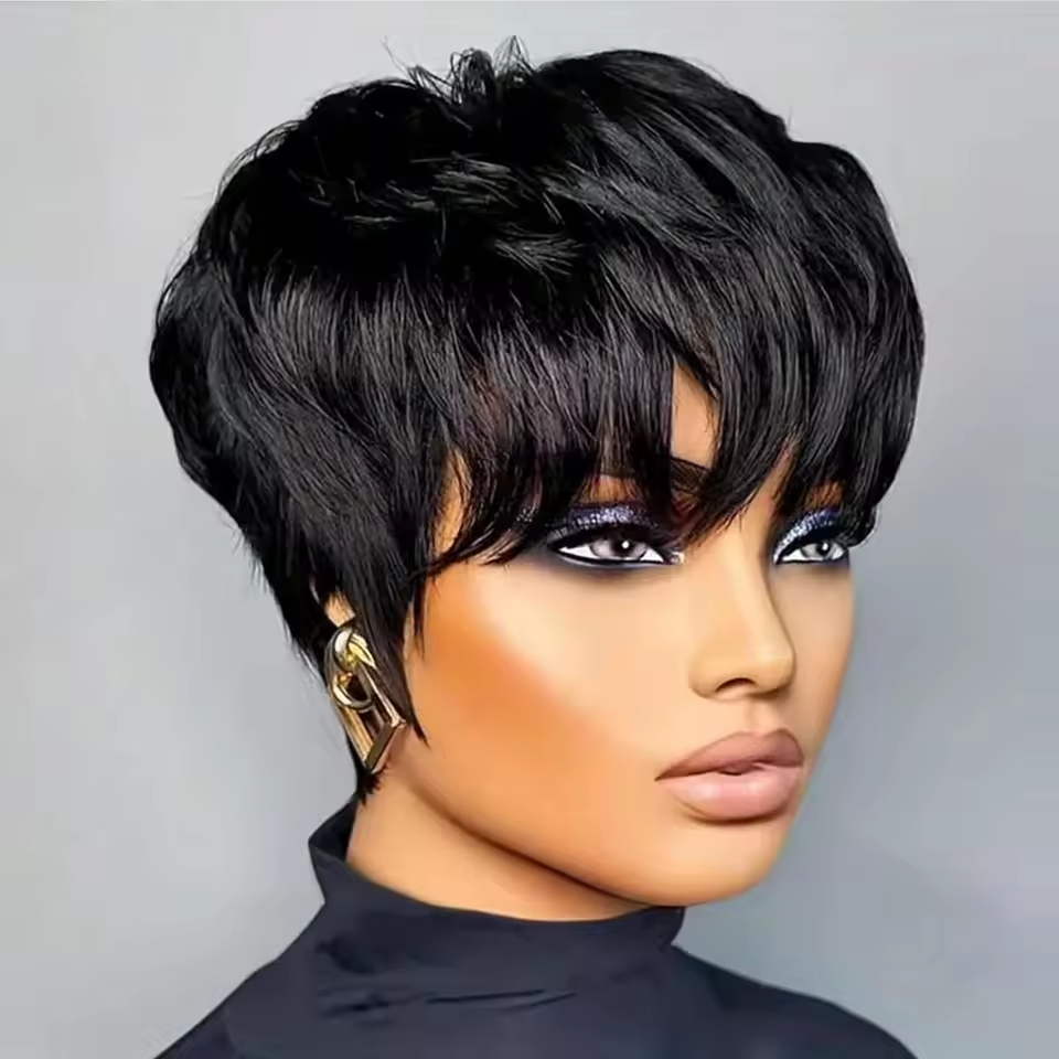 2 Wigs Set |  Layered Pixie Cut Short Bob Wigs & 5X5 HD Lace Reddish Brown Body Wave Wig