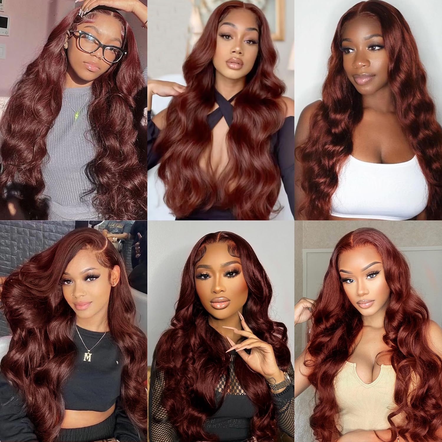 Pizazz 13x6 Full Lace Reddish Brown Human Hair Wigs Body Wave Dark Red Brown Parting Max Wigs Pre Plucked Natural Hairline