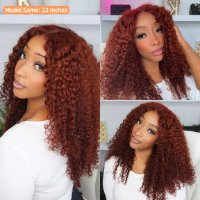 Reddish Brown #33 Colored Wigs Pre Cut 5x5 HD Lace Closure Glueless Curly Human Hair Wigs