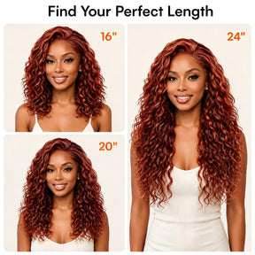 Reddish Brown Water Wave Pre Cut Lace Glueless Wigs 13x4 HD Lace Front Human Hair Wigs