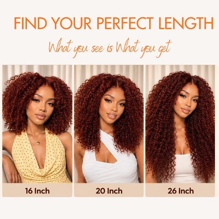 Layered Cut Curly Wig Auburn Brown Color Pre Cut 5x5 HD Lace Glueless Human Hair Wigs For Beginner