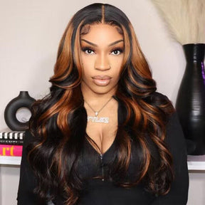 1B/30 Highlight Invisible Strap Fit Wigs Transparent Glueless 360 HD Lace Wigs Bleached Knots Pre Plucked Lace Wigs
