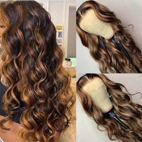 1B/30 Highlight Invisible Strap Fit Wigs Transparent Glueless 360 HD Lace Wigs Bleached Knots Pre Plucked Lace Wigs