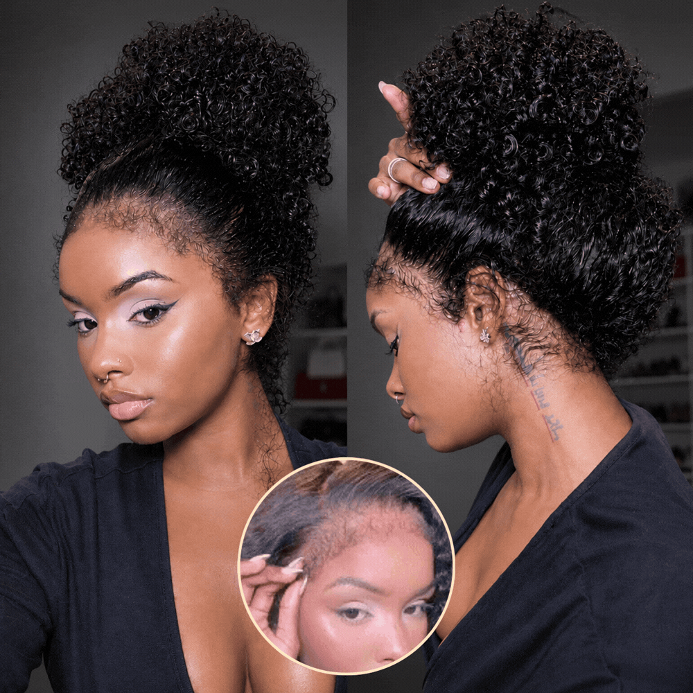 4C Curly Edges 360 HD Lace Frontal 220%/250% Density Jerry Curly Wig Invisible Strap Bleached Knots Pre Cut Lace Glueless