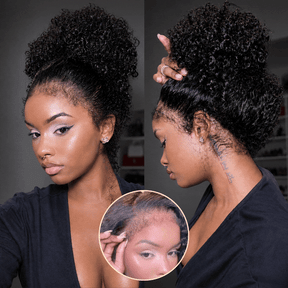 4C Curly Edges 360 HD Lace Frontal 220%/250% Density Jerry Curly Wig Invisible Strap Bleached Knots Pre Cut Lace Glueless