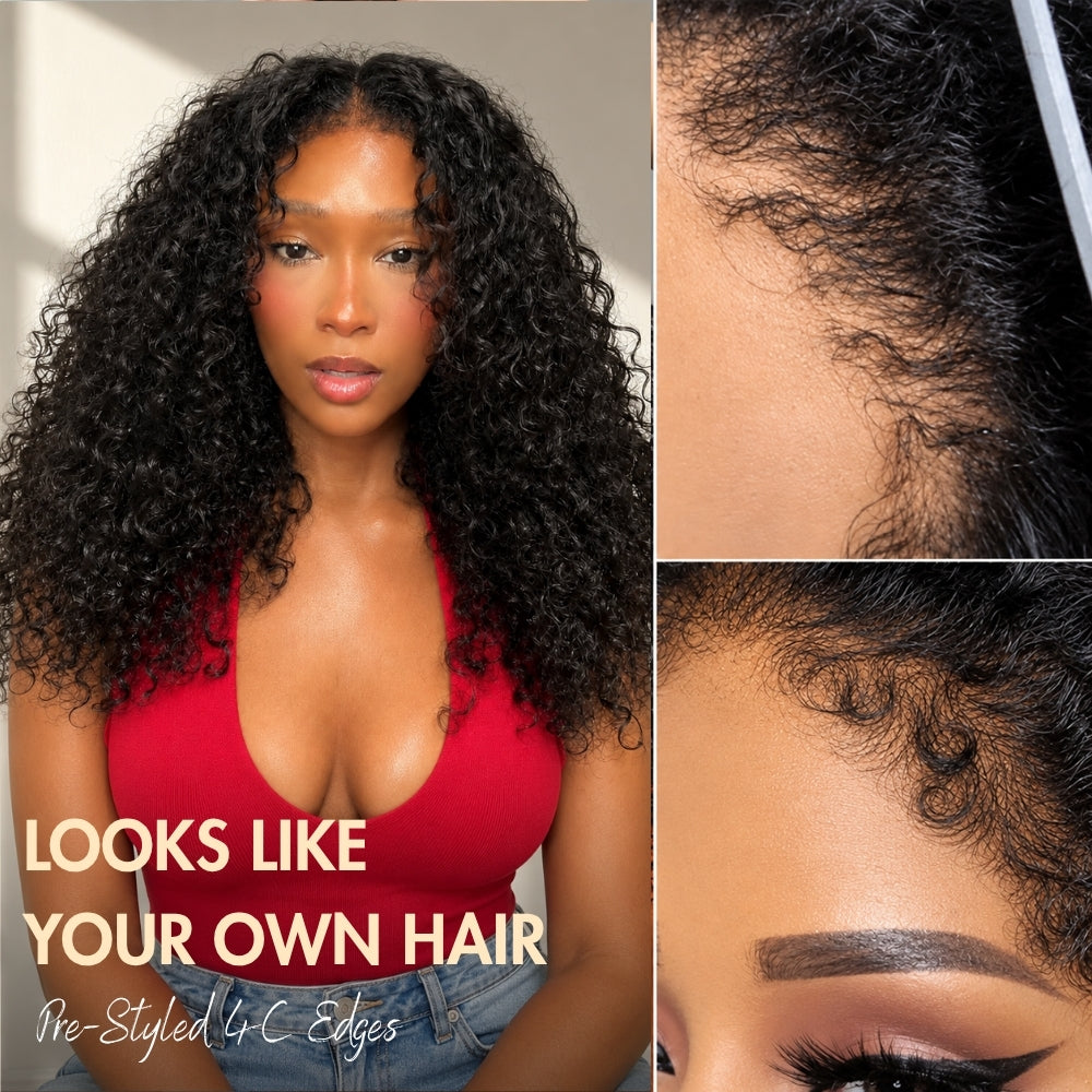 4C Edge Hairline Glueless HD Lace Curly 13x4 Lace Front Wig Pre Everything Human Hair Wigs For Women
