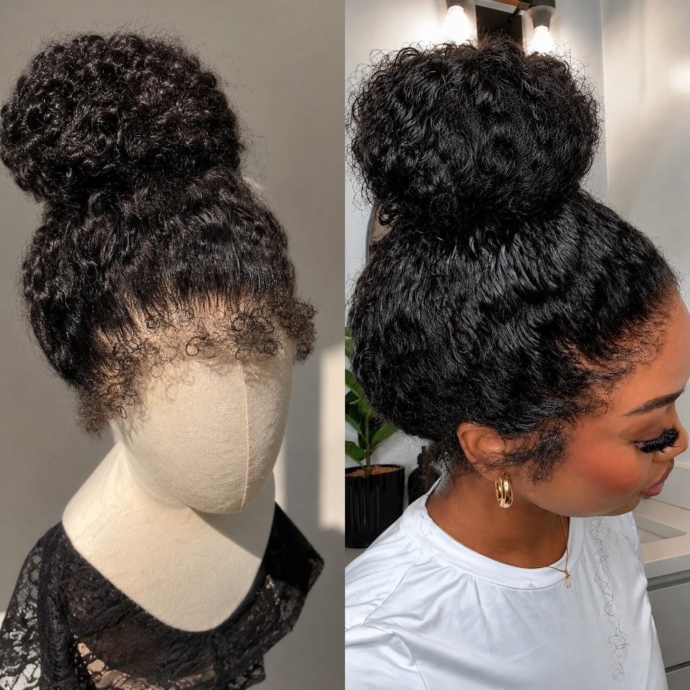 4C Curly Edges 360 HD Lace Frontal 220%/250% Density Jerry Curly Wig Invisible Strap Bleached Knots Pre Cut Lace Glueless