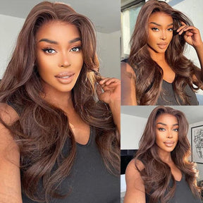 360 Lace Wig  Chocolate Brown invisible Strap Adjustable