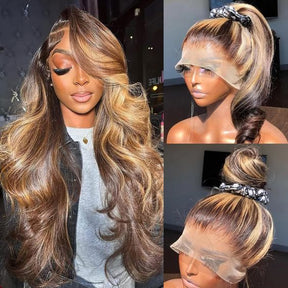 P4/27 Omber Highlight Color Invisi-Strap 360 Lace Front Wigs 250% Density