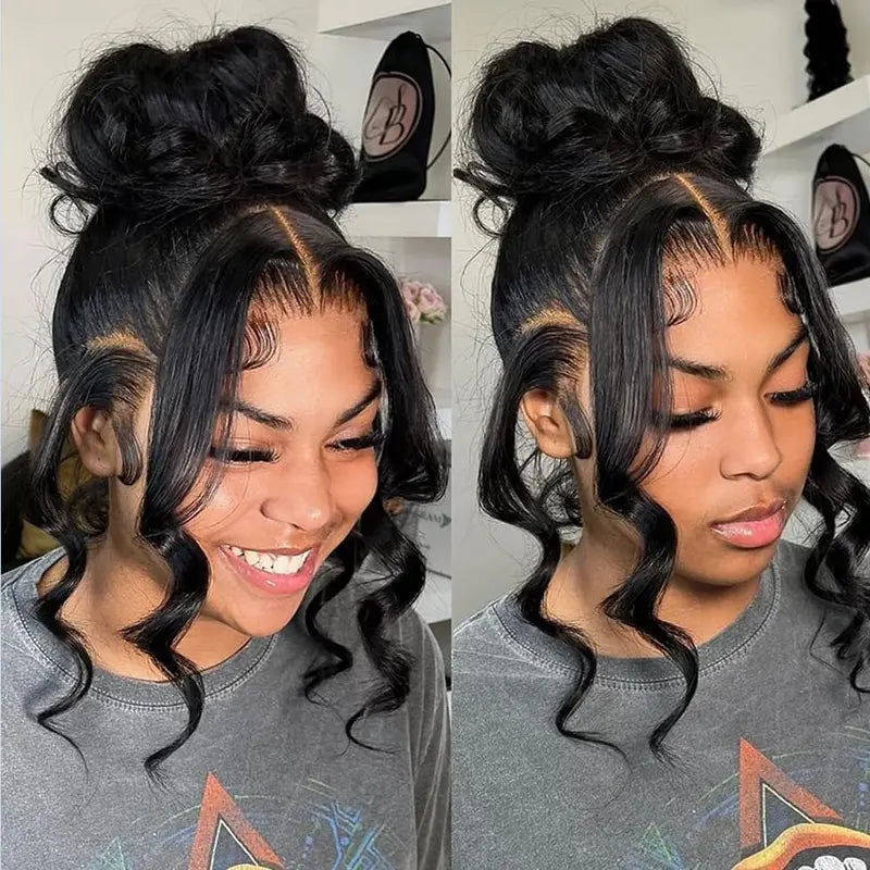 Face Framing Pre-Layered Body Wave Invisi Strap Snug Fit 360 Transparent Lace Frontal Pre Cut Lace Wig