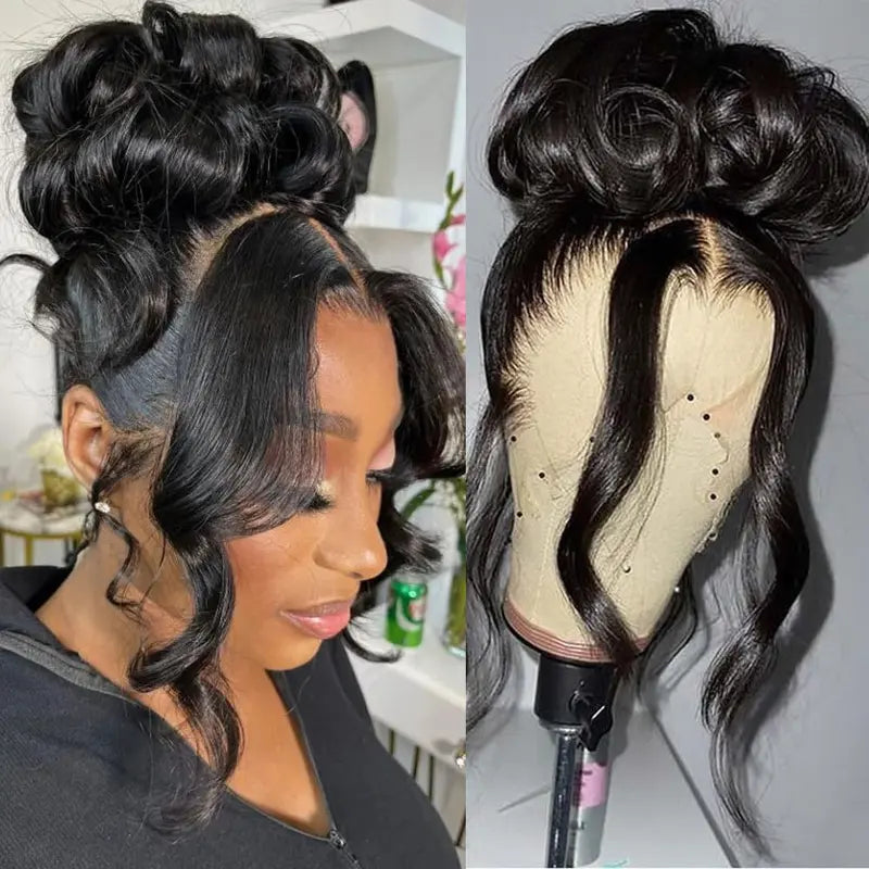 Face Framing Pre-Layered Body Wave Invisi Strap Snug Fit 360 Transparent Lace Frontal Pre Cut Lace Wig