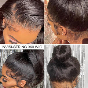 4C Edge Yaki Straight / Kinky Straight  360 HD Invisible Lace Frontal  Human Hair Wig With Super Natural Hairline