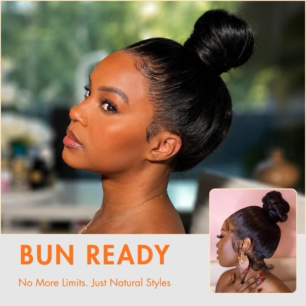 360 HD Lace Frontal Silky Straight 220% Density Human Hair Wig with Bleached Knots & Invisi Strap Snug Fit