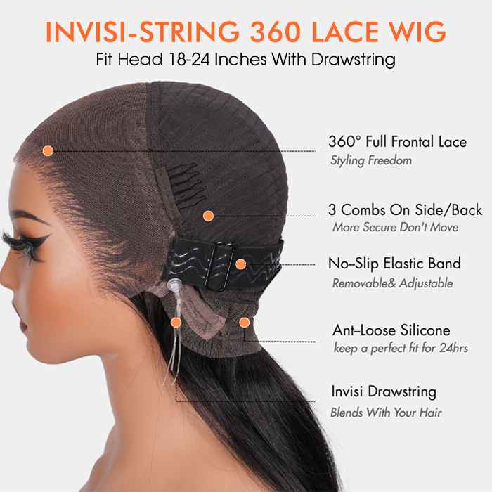 Water Wave Highlight Wig Glueless 360 Lace Frontal Wig with Invisi String Pre-Cut HD Lace Human Hair Wigs