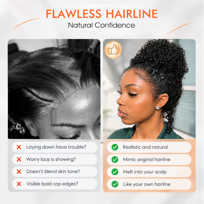 4C Curly Edges 360 HD Lace Frontal 220%/250% Density Jerry Curly Wig Invisible Strap Bleached Knots Pre Cut Lace Glueless