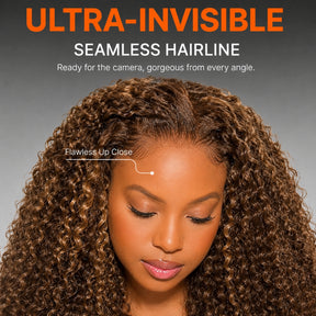 4/27 Honey Blonde Highlight 180%/220% Density 360 Lace Kinky Curly Wig Human Hair Baby Hair