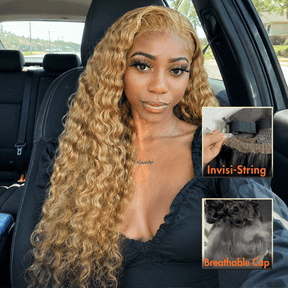 Loose Deep Wave 360 Lace Frontal 27# Honey Blonde Color Human Hair Wigs with Pre Plucked Hairline