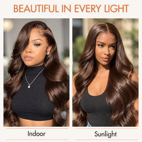 4# Chocolate Brown 360 Lace Body Wave 180% Density Face Framing Lace Front Wig With Invisi Drawstring