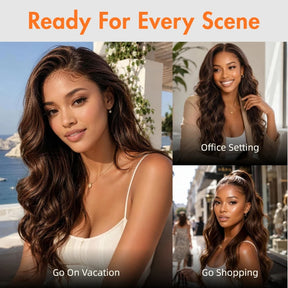 4# Chocolate Brown 360 Lace Body Wave 180% Density Face Framing Pre-Layered Lace Front Wig With Invisi Drawstring