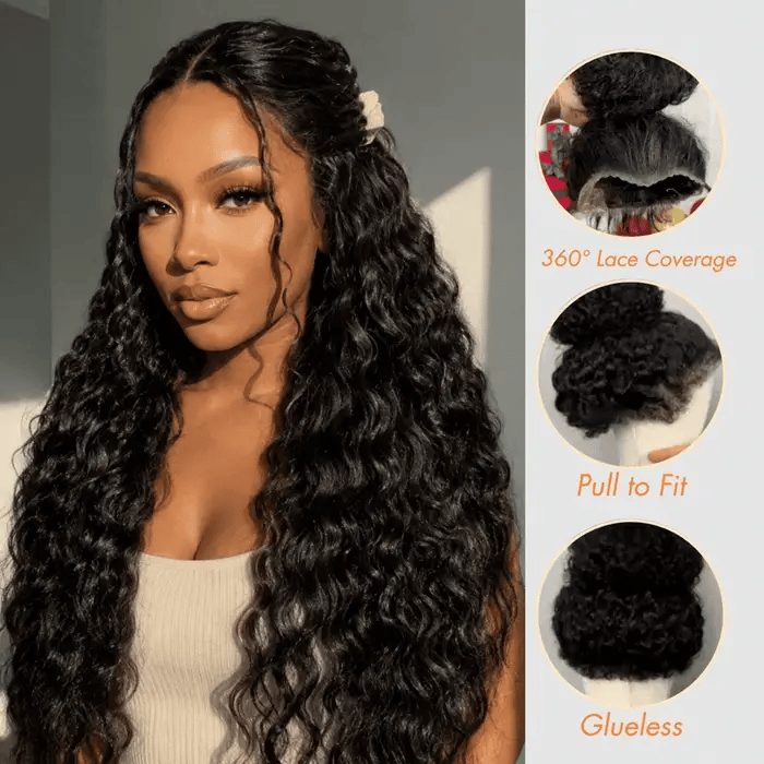 220%/250% Density Deep Wave 360 HD Lace Wig Glueless Wear & Go with Realistic Baby Hair