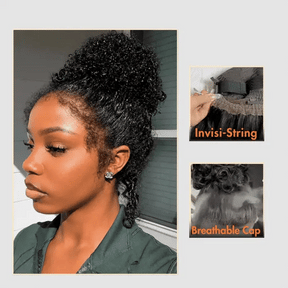 4C Curly Edges 360 HD Lace Frontal 220%/250% Density Jerry Curly Wig Invisible Strap Bleached Knots Pre Cut Lace Glueless