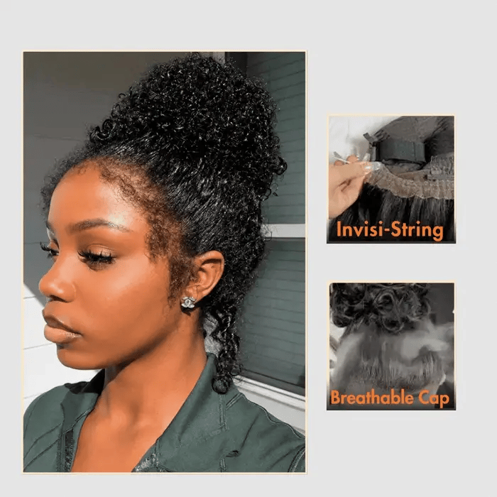 4C Curly Edges 360 HD Lace Frontal 220%/250% Density Jerry Curly Wig Invisible Strap Bleached Knots Pre Cut Lace Glueless