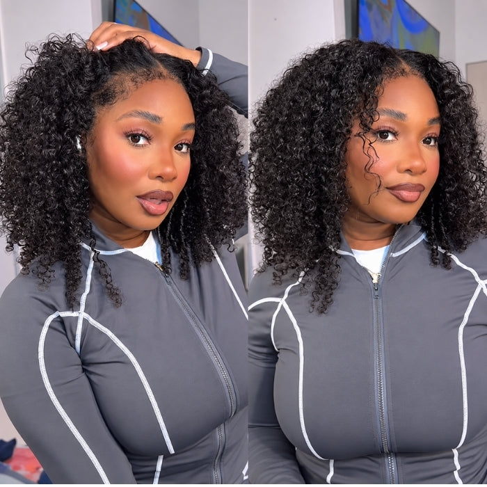 Kinky Edge Hairline Glueless 360 Lace Frontal Kinky Curly Wigs Affordable 360 Human Hair Wigs Lace Parting Anywhere
