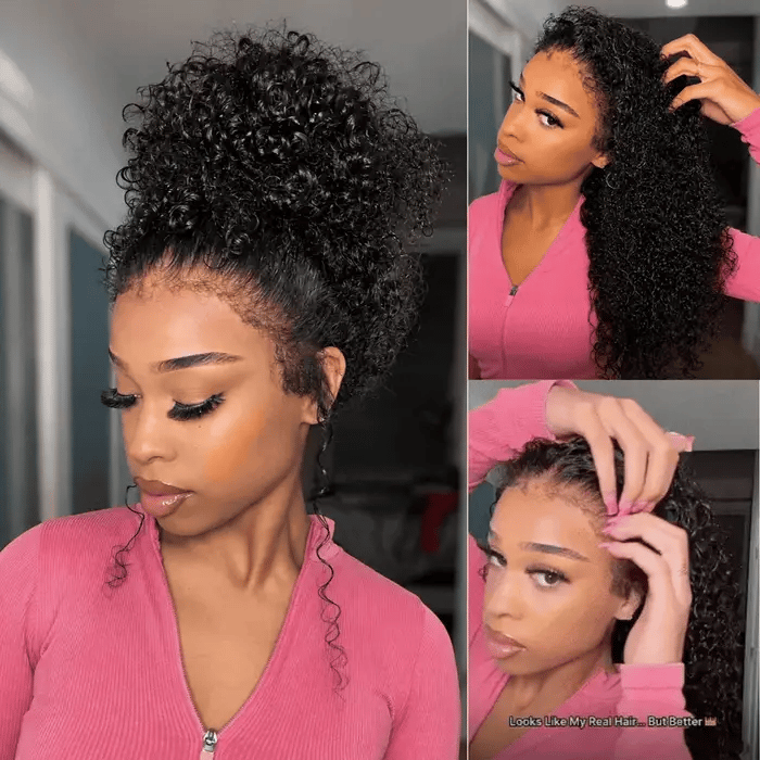 4c Edges kinky Curly Wig Human Hair Undetectable Invisible 360 HD Lace Frontal Wig