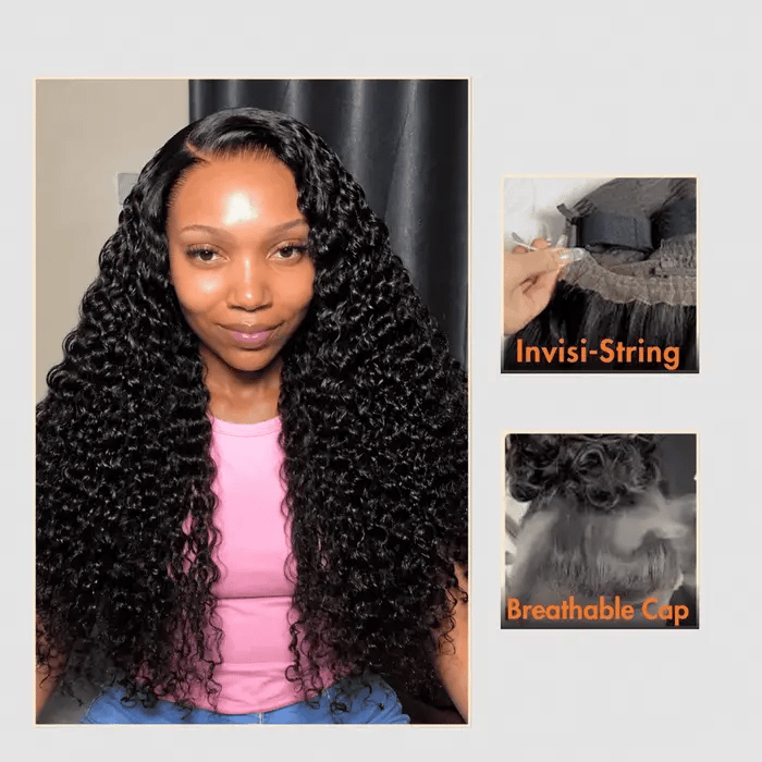 Water Wave 220% Density Invisi Strap Snug Fit 360 Transparent Lace Frontal Bleached Knots Pre Cut Lace Wig
