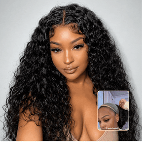Water Wave 220% Density Invisi Strap Snug Fit 360 Transparent Lace Frontal Bleached Knots Pre Cut Lace Wig