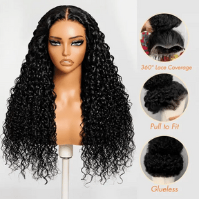Water Wave 220% Density Invisi Strap Snug Fit 360 Transparent Lace Frontal Bleached Knots Pre Cut Lace Wig