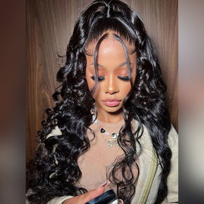 Loose Deep Wave 360 HD Invisible Lace Frontal Human Hair Wigs with Pre Plucked Hairline