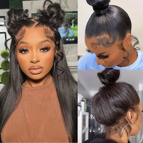 360 HD Lace Frontal Straight Human Hair Wig with Bleached Knots & Invisi Strap Snug Fit