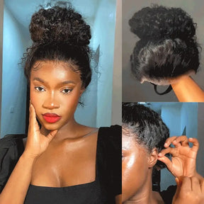 Type 4C Edge Hairline Water Wave Glueless  360 Lace Front Human Hair Wigs Pre Plucked With Curly Edges