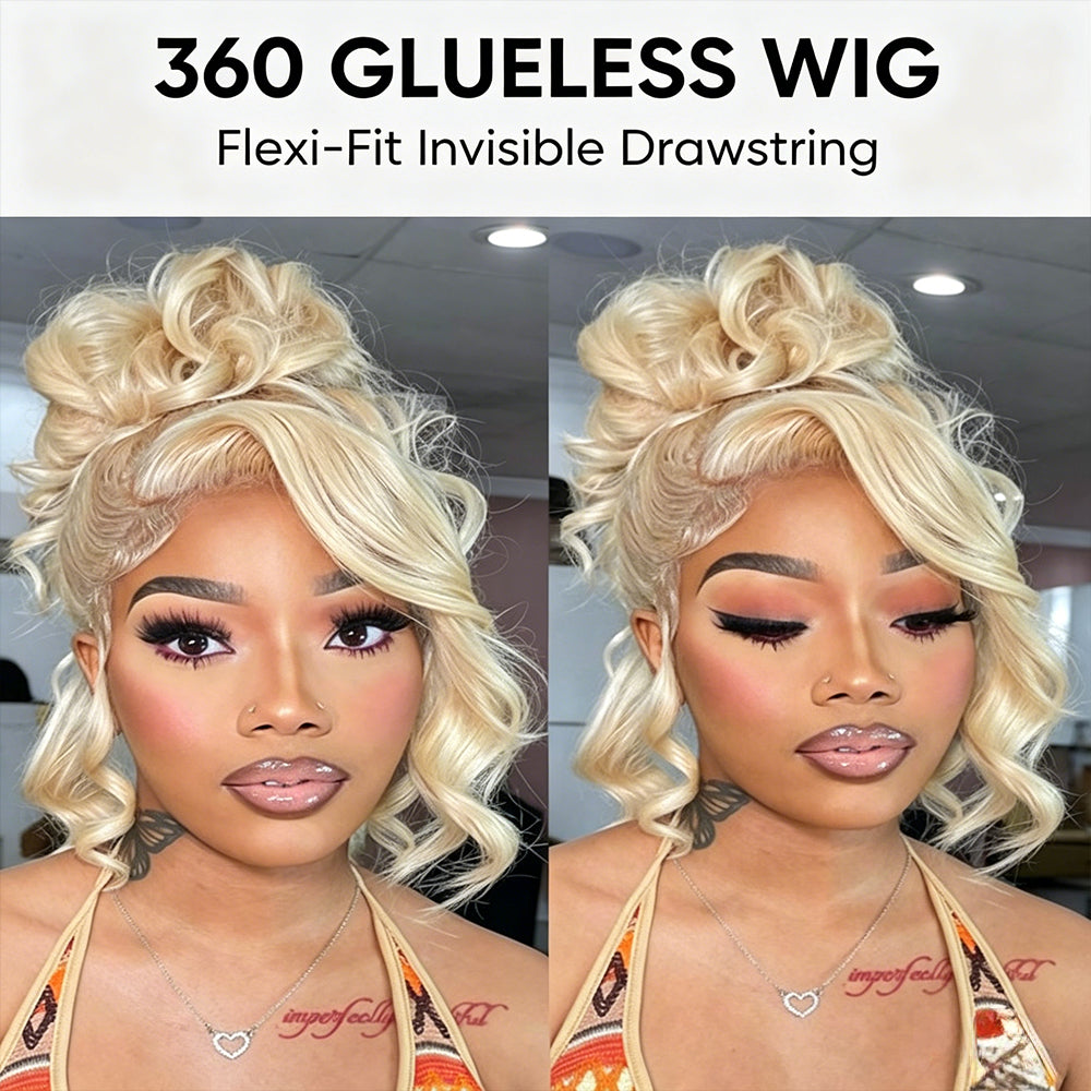 #613 Blonde Wigs Body Wave Invisi Strap 360 Transparent Lace Frontal Wig Pre Plucked Human Hair Wigs
