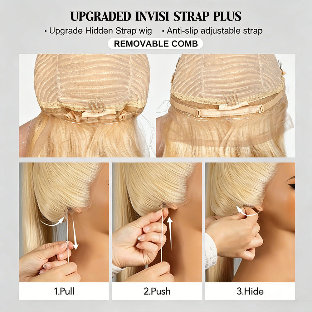 #613 Blonde Wigs Body Wave Invisi Strap 360 Transparent Lace Frontal Wig Pre Plucked Human Hair Wigs