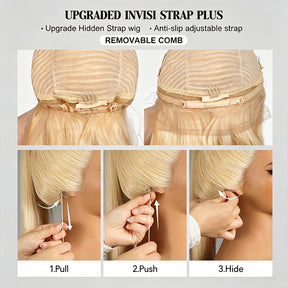 #613 Blonde Wigs Body Wave Invisi Strap 360 Transparent Lace Frontal Wig Pre Plucked Human Hair Wigs
