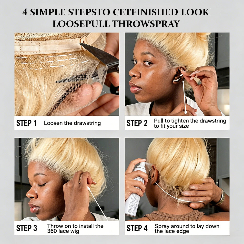 #613 Blonde Wigs Body Wave Invisi Strap 360 Transparent Lace Frontal Wig Pre Plucked Human Hair Wigs