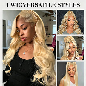 #613 Blonde Wigs Body Wave Invisi Strap 360 Transparent Lace Frontal Wig Pre Plucked Human Hair Wigs