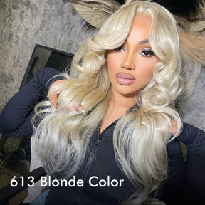 Curtain Bangs 613 Color Glueless HD Lace Wig Blonde Body Wave Human Hair Wigs