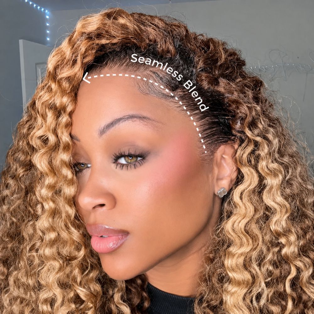3 In 1 Half Wig | Burmese Curly Highlight 427 Color Curly No Glue Needed Install Filp Over Half Wig With Adjustable Drawstring