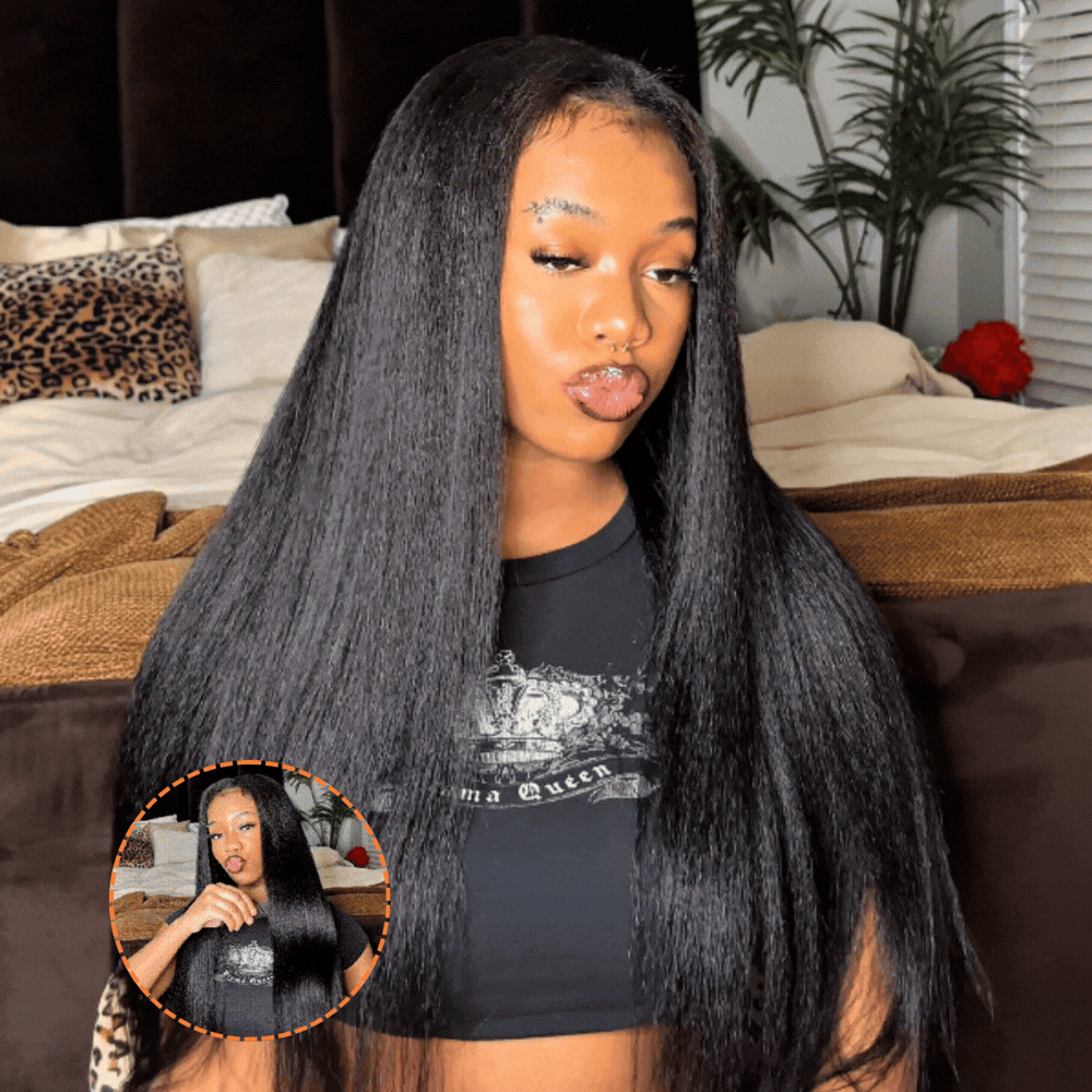 3 In 1 Half Wig | Yaki Straight Comfortable Fit Glueless Install Filp Over Half Wig With Adjustable Drawstring